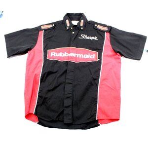 Team Caliber Crew Issued Racing Shirt Sharpie & Rubbermaid Logos Black/Red Cotto
